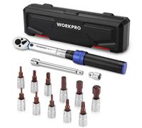 Cle Dynamometrique 1/4'' WORKPRO, Clef Dynamometrique Velo 2-26N.m, Precision ±3%, 72 Dents, Tete a Cliquet Reversible, Barre d'Extension, Adaptateur 1/4''X3/8'', 11 Douilles Torx/Hexagonal pour Velo