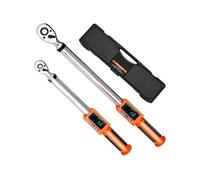 VEVOR Clé Dynamométrique Numérique à Entraînement 9,5 mm 13 mm, 72 Dents, Haute Précision, avec Valeur Prédéfinie, Avertisseur Sonore et LED, pour Réparation Automobile et Moto, 2PCs, Orange