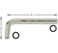 HAZET Clé mâle coudée 2100-12 - 12 mm, longueur 57 mm, profil à 6 pans intérieurs, nickelée