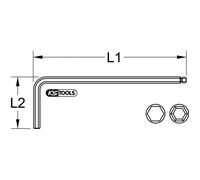 Clé mâle INOX 6 pans à tête sphérique longue - 5 mm KSTOOLS - 9640405