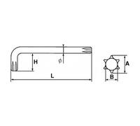 Clé de serrage mâle coudée Torx® - finition brunie - T50 SAM OUTILLAGE
