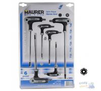 Clé Maurer Plus Mâle Torx Avec Trou Série 6 Pièces Acier S2 T