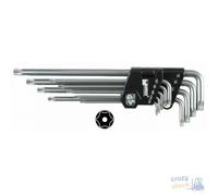 Clé Maurer Plus Torx Longue Avec Trou Série 9 Pièces Acier S2 T10-T50