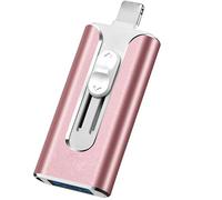 Clé micro USB 64 Go, certifié MFi, 8 broches, 4 en 1 haute vitesse, mémoire flash 3.0 de stockage externe pour iPhone/iPad/Android/PC, sauvegarde et enregistrement faciles de fichiers (rose)