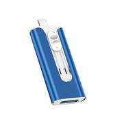 Clé micro USB 64 Go, certifié MFi Lightning, 8 broches, 4 en 1 haute vitesse, mémoire flash 3.0 de stockage externe pour iPhone/iPad/Android/PC, sauvegarde et enregistrement facile de fichiers (bleu)