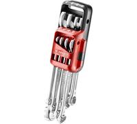 FACOM - Jeu de 8 Clés mixtes avec un Étui portatif (8 - 10 - 11 - 12 - 13 - 14 - 17 - 19 mm ) Fourche Orientée à 15° et fine - Inventaire instantanée., Rouge et Noir, Set de 8 pièces - 440.JP8