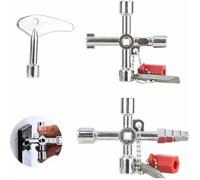 Clé Multifonction 3 Pcs 4 Voies Clé Triangle Clef Passe Partout, Clé en Croix Universelle pour Compteur Eau Radiateurs Compteurs