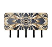 Clé murale de style art déco avec motif abstrait avec organiseur de courrier et 5 suspensions murales autocollantes pour décoration d'intérieur, entrée, porte
