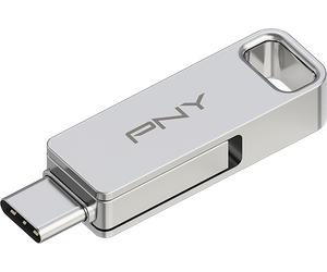 Clé OTG USB 3.2 128GB USB C & USB A Métal argent PNY
