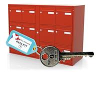 Clé Pass PTT I10 - Ouvre Serrures Boîtes aux Lettres & Immeubles (Norme La Poste) - Acier Nickelé - Clé du Facteur I10