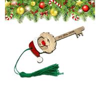 Clé pendante pour arbre de Noël, ornement clé du Père Noël - Pendentif en bois Ornement d'arbre Clé de Noël - Bonheur et bonne chance Scène Décoration saisonnière pour fi