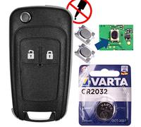 Clé Pliante sans Fil de Remplacement 2 Boutons Boîtier + Micro Bouton + Râpe + Batterie compatible avec Opel