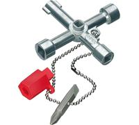 Knipex Clé universelle pour armoires de commande pour toutes les armoires et systèmes de fermeture standard 76 mm 00 11 03, Argent
