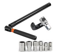 Cle Robinet Evier, Cle pour Robinet Evier avec Outil à 6 Douilles (9/10/11/12/14/17 mm), Outils Plomberie, Cle Lavabo en Métal, pour la Cuisine, les Toilettes (noir)