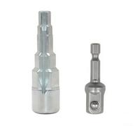 Clé Spud de radiateur à cinq étapes réglables de 1,27 cm en métal argenté multi-tailles 11 13 14 18 pour assemblage de valve thermostatique tige d'extension en option (A)