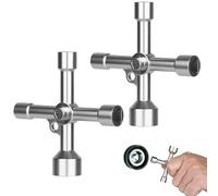 Clé Triangle 4 voies 5 tailles 5/8/9/10/13mm Clé universelle 2 pièces en alliage de zinc pour armoire électrique compteur d’eau gaz ascenseur robuste portable multifonction avec anneau porte-clé