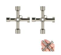 Clé Triangle 5 Tailles, 2 Clés Clef Universelle Outil Multifonction Elec | Clé triangle 5 tailles (7-18mm), alliage zinc robuste, clef universelle pour électricité, gaz, eau et armoires - pratique