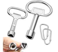 Cle Triangle Clé Triangle Poubelle, FORMVERSITY Lot de 2 Clé Pompier Clé Purge Radiateur, Cle Universelle Vierkantschlüssel Came pour Armoire Electrique Purge Radiateur