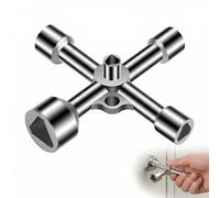 Clé Triangle Universelle 4 Voies en Alliage de Zinc rmoire Électrique pour Compteur d'Eau, Gaz et Électricit e Service Multifonctionnelle 7mm/10mm/12mm/13mm/18mm, Argent