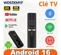 Clé TV Android 16 4K/8K UHD avec stockage 8 Go + 128 Go, WiFi 6, Bluetooth, interface conviviale, lecteur home cinéma pour Netflix YouTube Basic Version