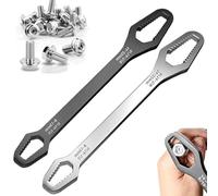 Clé universelle à double extrémit uto-réglable de 8 à 22 mm, outil de clé multifonction pour la plupart des écrous, boulons et travaux de plomberie (argent + noir)