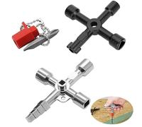 Clé Universelle Multifonction 4 Façons - 2 Pcs Triangle Interrupteur Croisé Utilitaire Portable 4 en 1 Pour Armoire de Commande Ronde Triangulaire Carrée et Ascenseurs