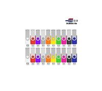 Clé USB 1 GO 2.0 Lot de 20 Pièces Flash Drive pour Ordinateur, Télévision, Automobile,etc (Noir Gris Blanche Jaune Orange Ros