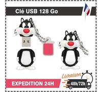 Clé USB - 100% Réel - 128 Go - USB 2.0 - Compatible PC/MAC - Design porte-clés