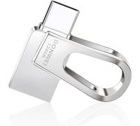 Clé USB 128 Go - Clé USB C 3.0 Grande Capacité - MéTal Mini Clef USB, Pen Drive OTG Type C 2 en 1 Stockage Rotation Disque Mémoire Stick pour PC, Telephone, Android, Ordinateur, Smartphone (Argenté)
