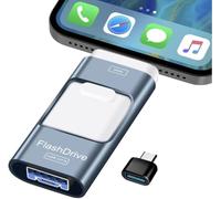 Clé USB 128 Go, Clé USB pour iPhone 6/7/8/11/12/13/14/X/XR - Clé USB Photo Mémoire Externe 4 en 1 Compatible pour IOS/Android/Tablette/PC et Appareils (Bleu, 128 Go)