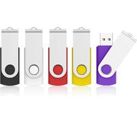 Cle Usb 128 Go Lot 5 Clé Usb 2.0 Flash Drive, Clef Usb 64Go Avec Stockage Disque Mémoire Stick Pour Ordinateurs Windows, Pc, Mac (Bleu Noir Rouge Blanc Jaune)[MEM8291191]