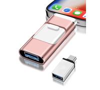 Cle USB 128 Go, MFI Certifié 4 en 1 Clé USB C pour i-Phone/i-Pad/Android/PC, Utilisation Immédiate, sans Installation d'Application, Adaptée au Stockage de Photos et de Vidéos,Rose(128GB)