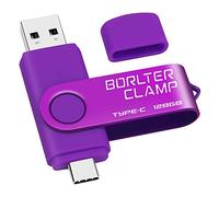 Clé USB 128 Go Type-C, BorlterClamp Clé USB C 3.0 Double Port pour smartphones Android Samsung Galaxy S10/S9/S8/Note 9, LG, Huawei, Tablettes & Ordinateurs (Violet)