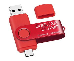 Clé USB 128 Go Type-C, BorlterClamp Clé USB C 3.0 Double Port pour smartphones Android Samsung Galaxy S10/S9/S8/Note 9, LG, Huawei, Tablettes et Ordinateurs (Rouge)