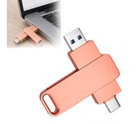Clé USB 128 Go USB Type-C et USB-A pour iPhone, Clef USB3.2, Rose | Double Connectique pour iPhone USB-C, Android, PC et MacBook, Transfert Rapide, 360° Format Rotatif Compact