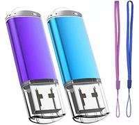 Cle USB 16 Go, EASTBULL Clé USB 2.0 Flash Drive Stockage Disque Mémoire Stick avec Cordes, Ensemble de Deux, Bleu/Violet