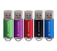Clé USB 16 Go Lot de 5 Mémoire Stick USB 2.0 Flash Drive Pivotant Stockage Disque Pendrive par SIMMAX (16Go Vert Violet Rouge Noir Bleu)