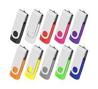 Cle USB 16Go Clé USB 2.0 Lot de 10 Mémoire Stick Lecteur USB Flash Drive Stockage Rotation Disque Pendrive pour Ordinateur Portable/PC/Voiture (10 Couleurs)