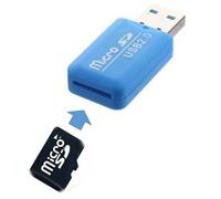 Clé USB 2.0 Lecteur Adaptateur Micro Carte SD - Bleu