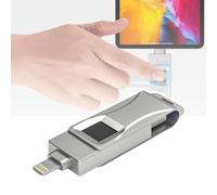 Clé USB 2 en 1 avec déverrouillage par Empreinte Digitale, Protection par Mot de Passe sécurisée, Stockage chiffré for Android et PC(Silver+128)