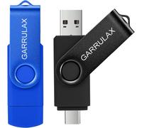Clé USB 2 en 1 OTG type C USB 2.0 Clé de mémoire pivotante pour stockage de dates,pouce clé USB pour smartphone Android,MacBook,tablette,PC (noir + bleu,32 Go)