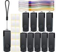 Cle USB 2 Go Lot de 10 USB 2.0 Clé USB Uflatek Flash Drive Rotative Clef USB Noir Mémoire Stick Métal Flash Drive avec Cordes