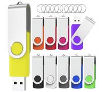 Cle USB 2 Go Lot de 10,WOOOLKEN Clé USB 2.0 Flash Drive Clés USB Pivotant Stockage Disque Mémoire Stick Pendrive avec 10 Couleurs