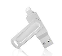 Clé USB 256 Go pour iPhone 3-en-1 avec Adaptateur USB C, MFi Certifié