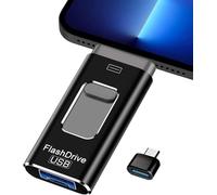 Clé USB 256 Go pour iPhone 6/7/8/11/12/13/14/X/XR - Mémoire photo externe 4 en 1 compatible avec iOS/Android/tablette/PC et appareils (noir, 256 g)
