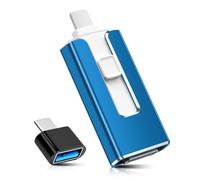 Clé USB 256 Go pour iPhone iPad Android PC, clé USB 4 en 1 certifiée MFi avec USB-C, Light-ning, micro USB et USB 3.0, lecteur flash pour extension de stockage de téléphone, sauvegarde photos vidéos
