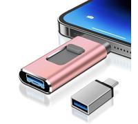 Clé USB 256GB pour i-Phone, 4 en 1 Clé USB pour i-Phone/Pad/téléphone Android/PC, Clé USB 3.0 Flash Drive Haute Vitesse, Plug-and-Play - Sauvegarde de Photos et vidéos, Or Rose