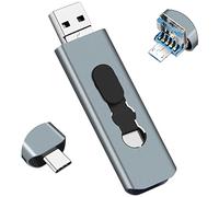 Clé USB 3.0 128Go 3-en-1 Mémoire Stick pour Téléphones Android, BorlterClamp OTG USB 3.0 Flash Drive avec 3 Ports (USB C/microUSB/USB-A) pour PC, Téléphones comme Samsung Galaxy et Plus (Gris)