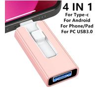 Clé USB 3.0 512G 256G 2T 1 to pour iPhone avec interface iPhone 4 en 1 clé USB TYPE micro pour Iphone7/8/9/11/12/13 Ipad Rose