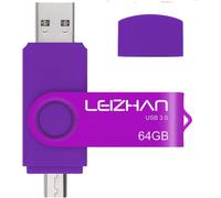 Clé USB 3.0 64Go OTG Flash Drive Dual Port Mémoire Stick pour Téléphone Android Tablette & PC-Violet